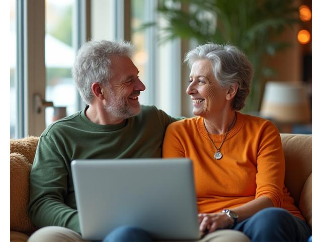 Two diverse adults smiling and interacting, symbolizing peer support and connection